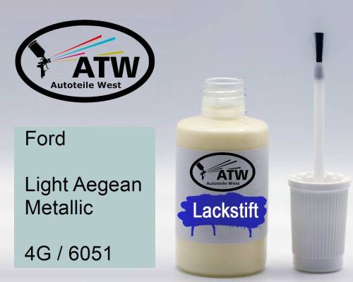 Ford, Light Aegean Metallic, 4G / 6051: 20ml Lackstift, von ATW Autoteile West.